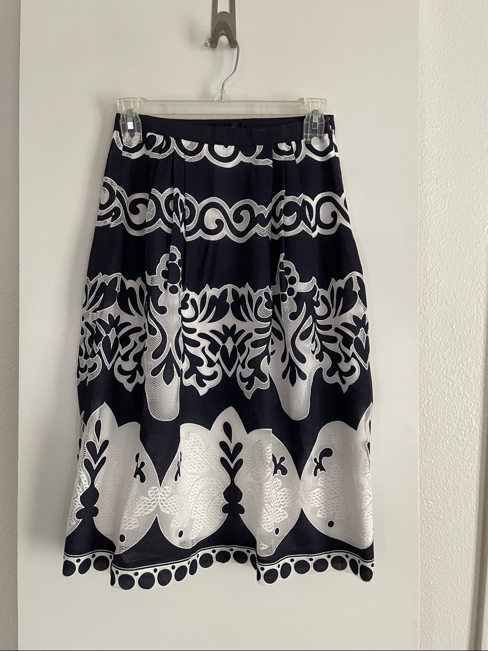 J. Crew High Waist A line Skirt- Navy/White Fully lined NWOT